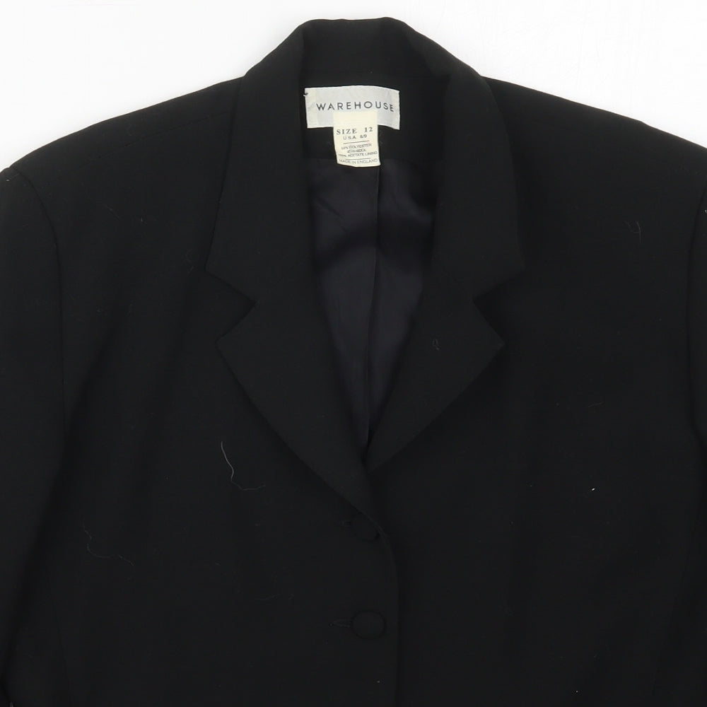 Warehouse Womens Black  Polyester Jacket Suit Jacket Size 12