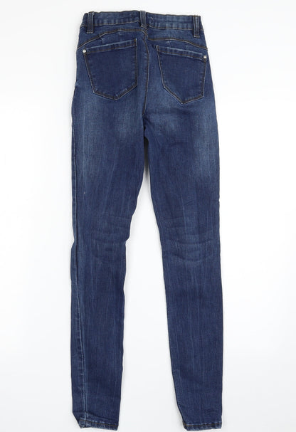 Denim & Co. Womens Blue  Cotton Skinny Jeans Size 6 L27 in Slim Zip