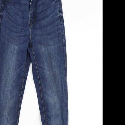 Denim & Co. Womens Blue  Cotton Skinny Jeans Size 6 L27 in Slim Zip