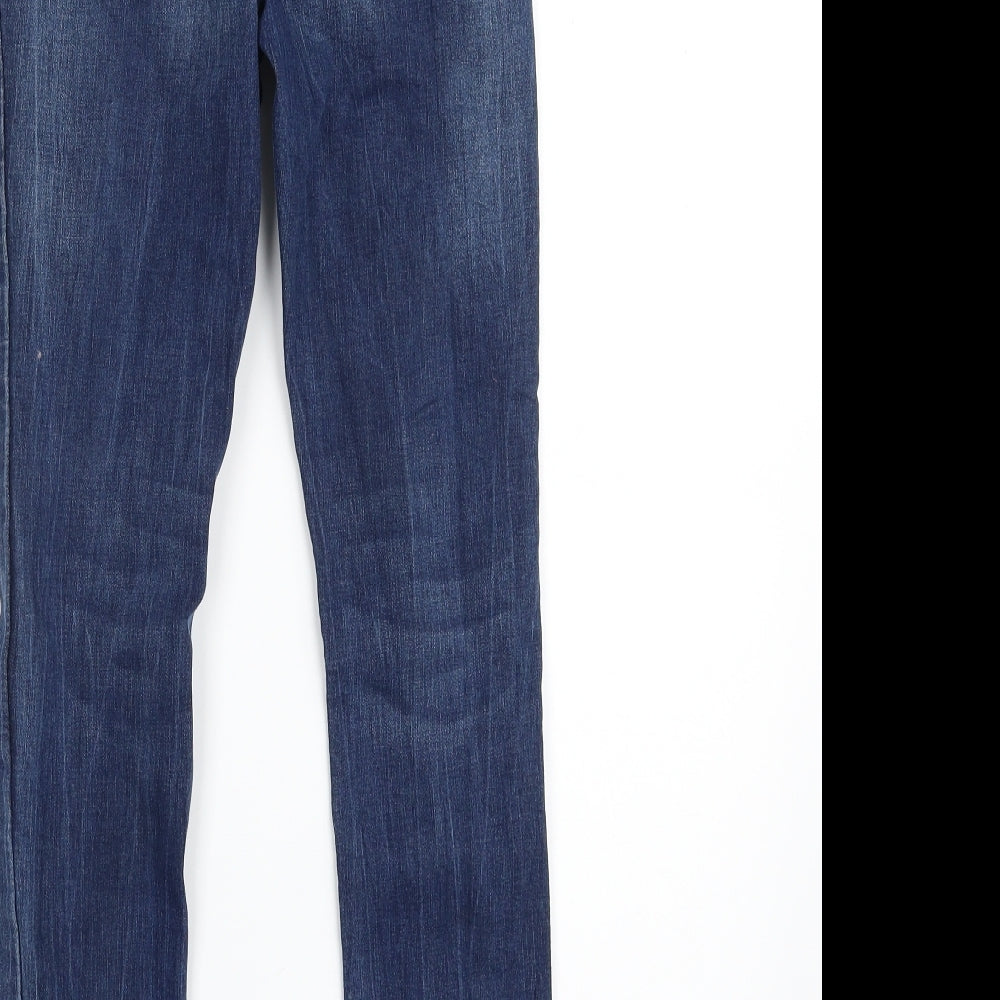 Denim & Co. Womens Blue  Cotton Skinny Jeans Size 6 L27 in Slim Zip
