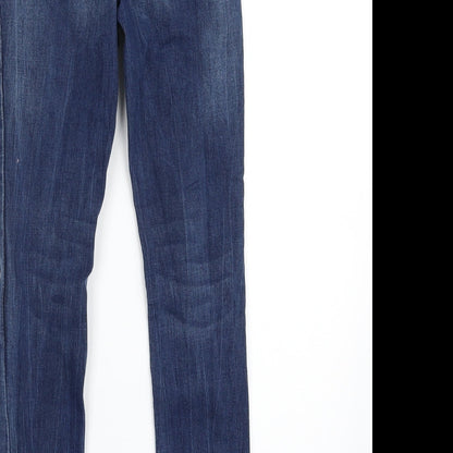 Denim & Co. Womens Blue  Cotton Skinny Jeans Size 6 L27 in Slim Zip