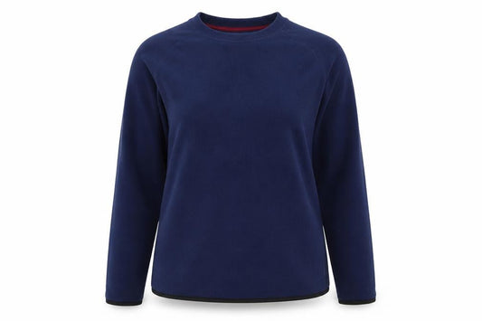 Front view of Crane women’s blue polyester pullover sweatshirt, size M