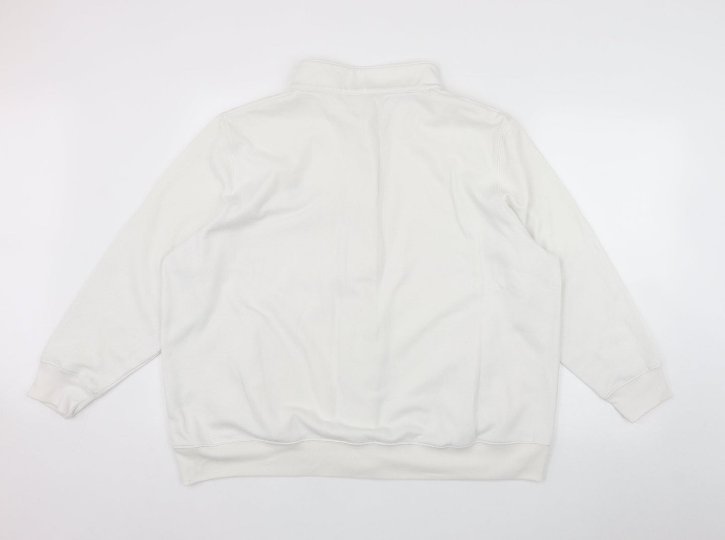 Damart Womens White High Neck  Polyester Cardigan Jumper Size XL   - Embroidered Flower