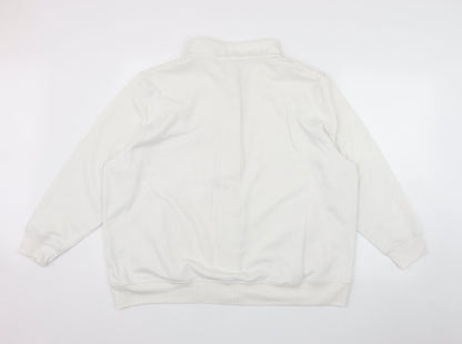 Damart Womens White High Neck  Polyester Cardigan Jumper Size XL   - Embroidered Flower