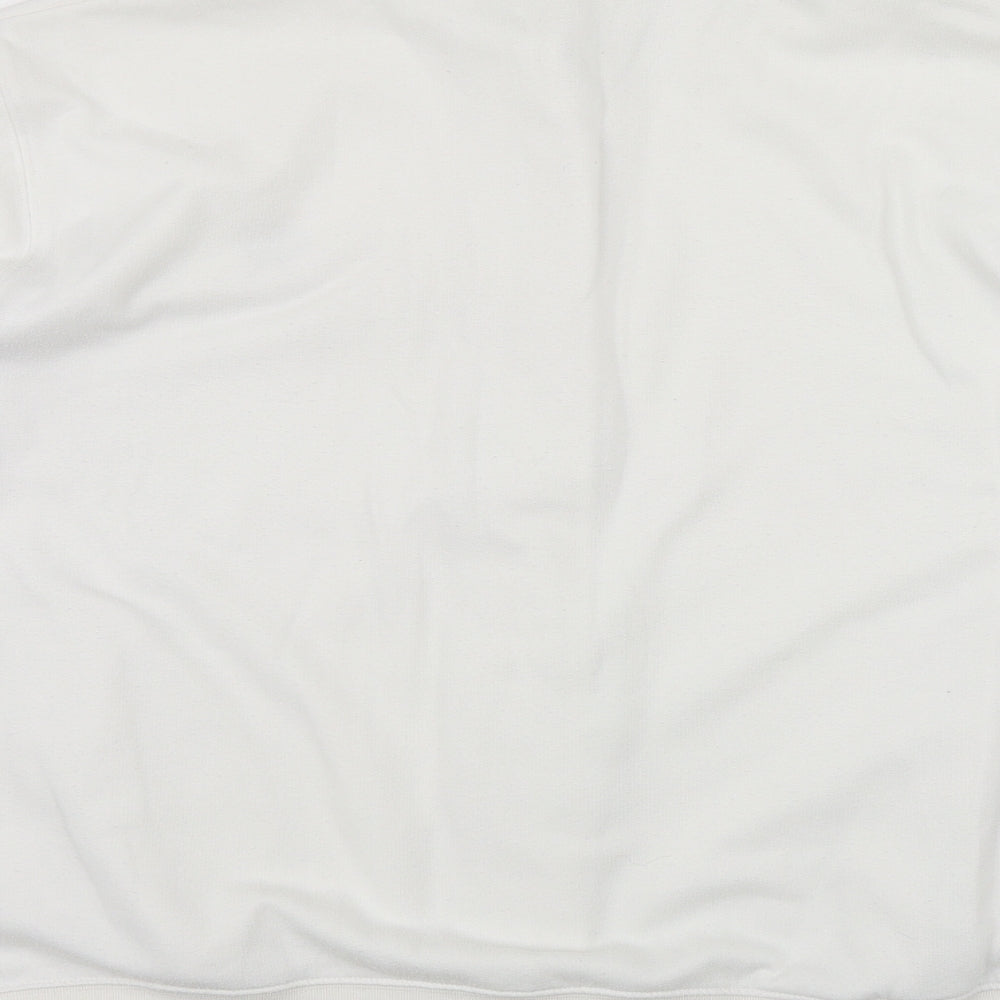 Damart Womens White High Neck  Polyester Cardigan Jumper Size XL   - Embroidered Flower