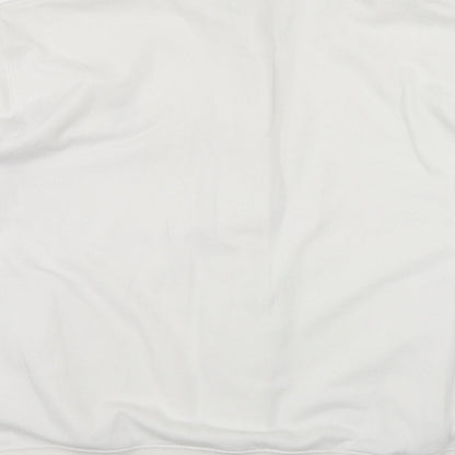 Damart Womens White High Neck  Polyester Cardigan Jumper Size XL   - Embroidered Flower