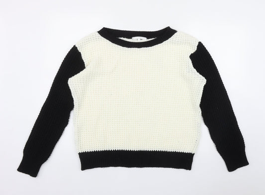 Full Circle Womens Black Round Neck  Acrylic Pullover Jumper Size S