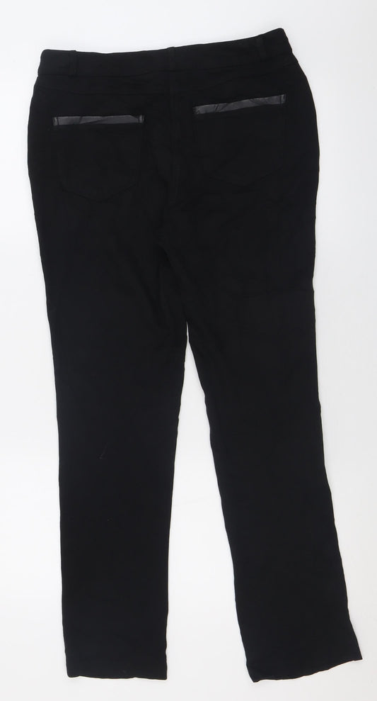 BHS Womens Black  Viscose Trousers  Size 12 L30 in Regular Button