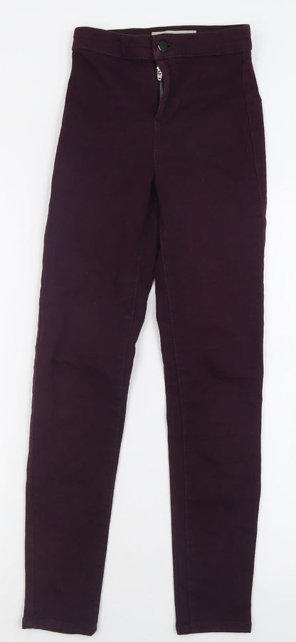 Topshop Womens Purple  Cotton Skinny Jeans Size 25 in L28 in Regular Button