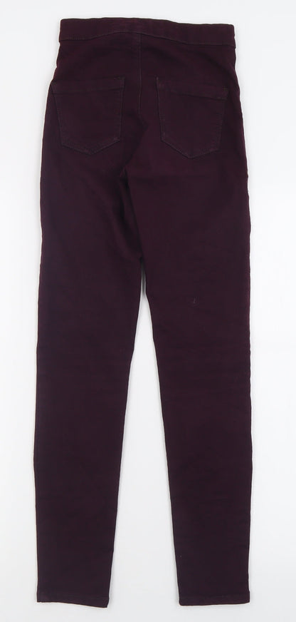 Topshop Womens Purple  Cotton Skinny Jeans Size 25 in L28 in Regular Button