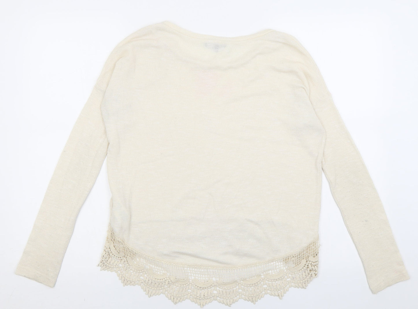 New Look Womens Beige Crew Neck  Polyester Pullover Jumper Size 8