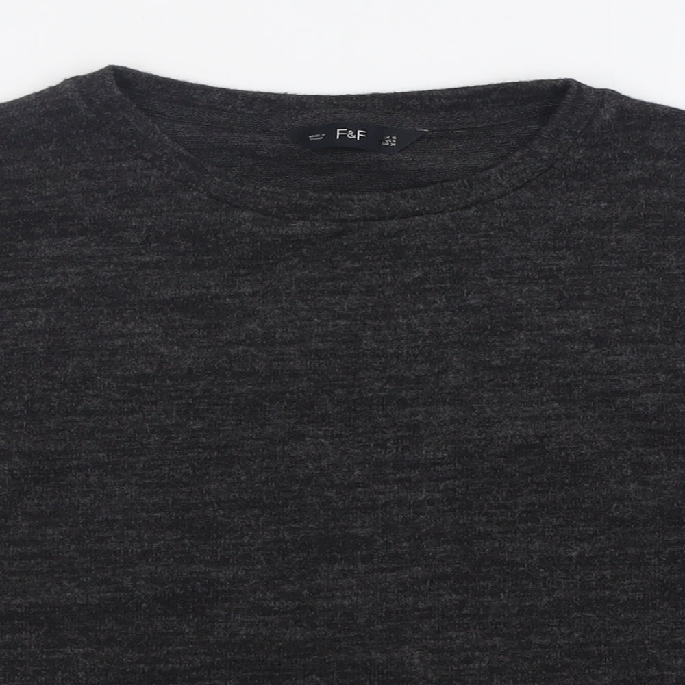 F&F Womens Grey Crew Neck  Polyester Pullover Jumper Size 10