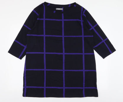 Nutmeg Womens Blue Round Neck Striped Polyester Pullover Jumper Size 16