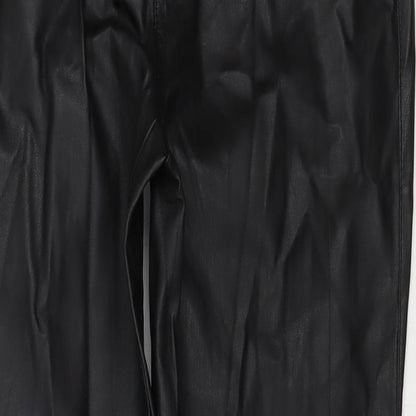 Denim & Co. Womens Black  Polyurethane Skinny Jeans Size 12 L28.5 in Regular Zip - Leather Look