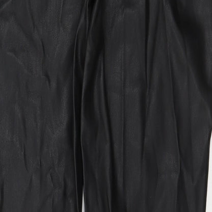 Denim & Co. Womens Black  Polyurethane Skinny Jeans Size 12 L28.5 in Regular Zip - Leather Look