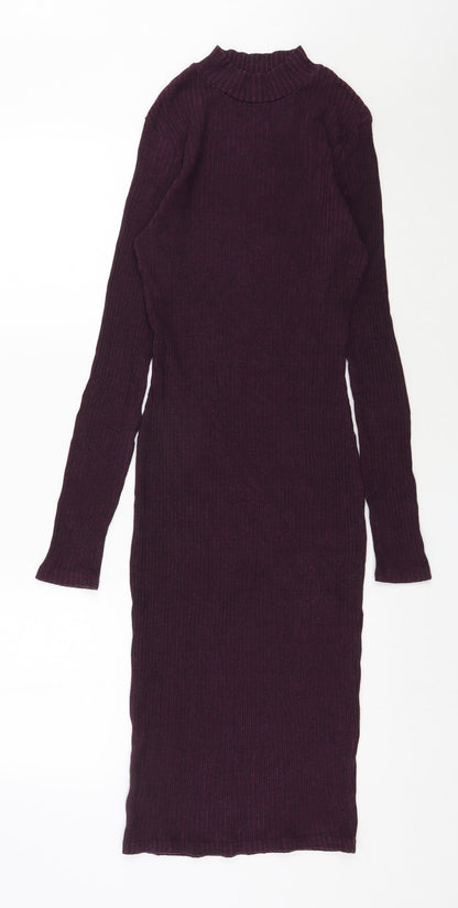 River Island Womens Purple  Cotton Bodycon  Size 12  Mock Neck Pullover