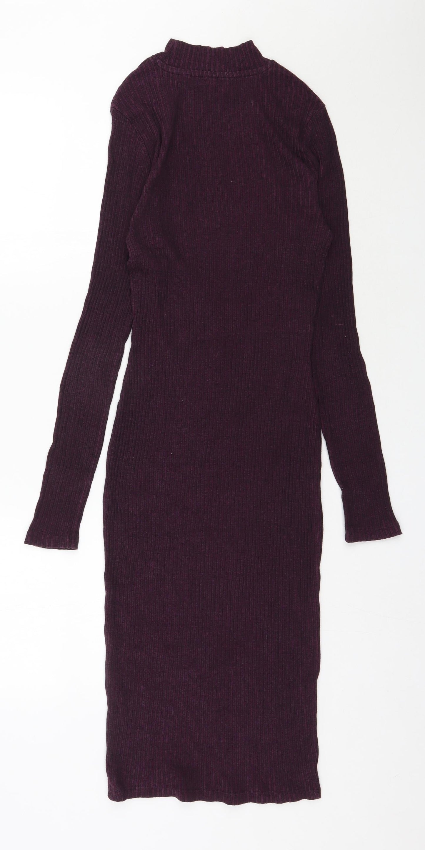 River Island Womens Purple  Cotton Bodycon  Size 12  Mock Neck Pullover