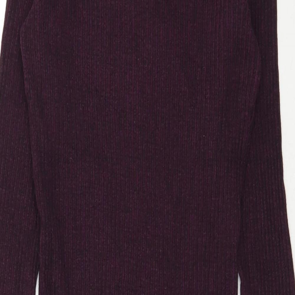 River Island Womens Purple  Cotton Bodycon  Size 12  Mock Neck Pullover