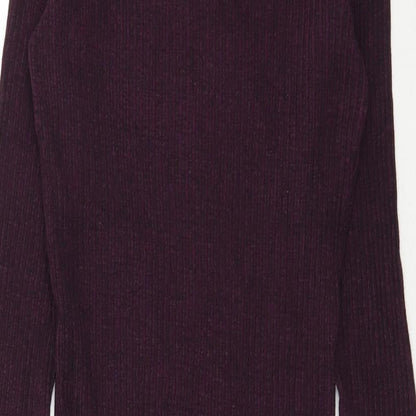 River Island Womens Purple  Cotton Bodycon  Size 12  Mock Neck Pullover