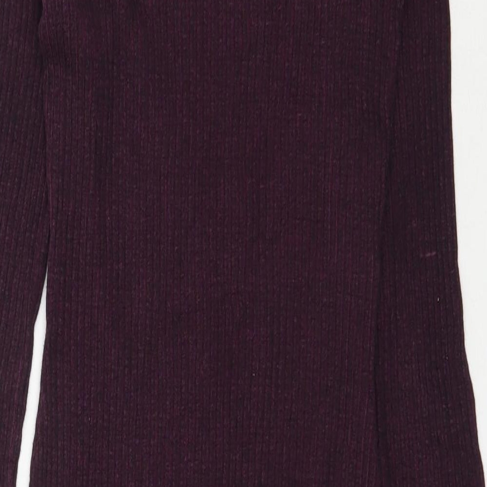 River Island Womens Purple  Cotton Bodycon  Size 12  Mock Neck Pullover