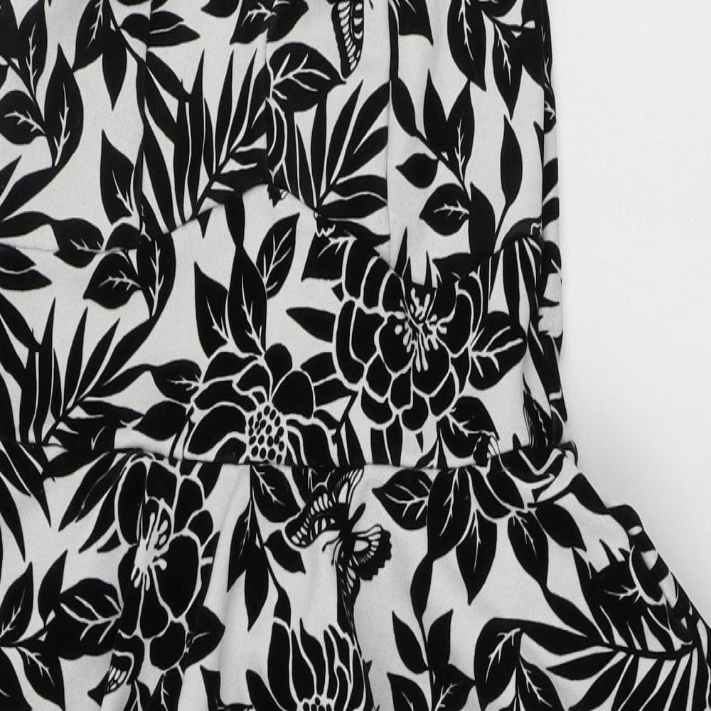 Quiz Womens Black Floral Polyester Bodycon  Size 10  Sweetheart Pullover - Butterfly