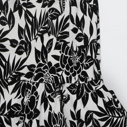 Quiz Womens Black Floral Polyester Bodycon  Size 10  Sweetheart Pullover - Butterfly