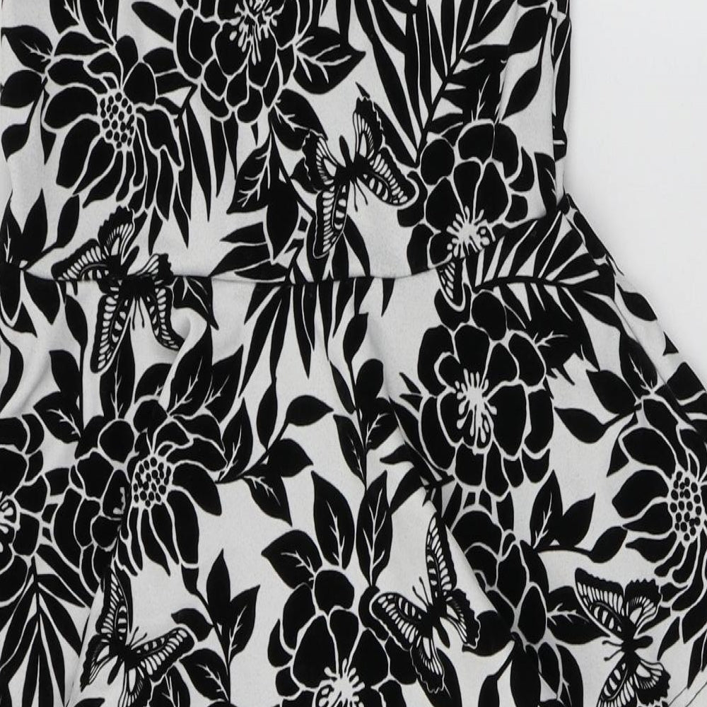 Quiz Womens Black Floral Polyester Bodycon  Size 10  Sweetheart Pullover - Butterfly