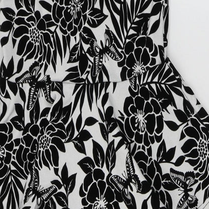 Quiz Womens Black Floral Polyester Bodycon  Size 10  Sweetheart Pullover - Butterfly