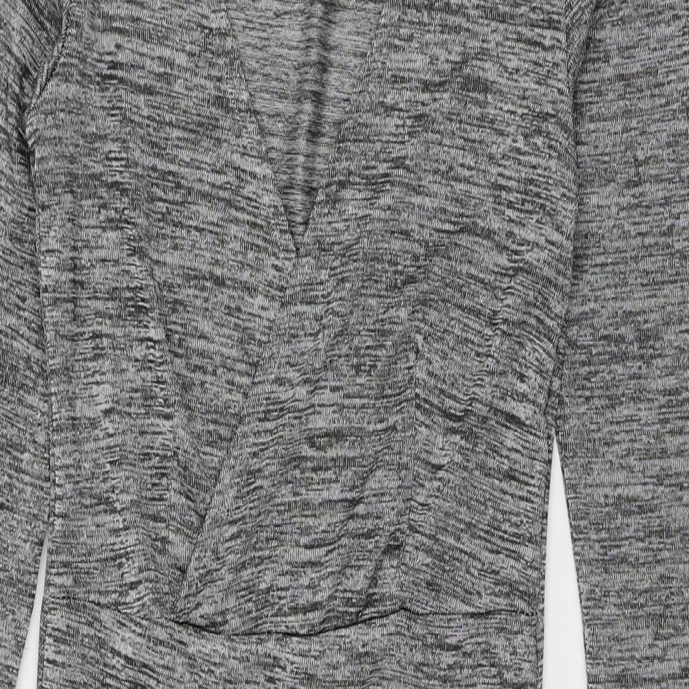 H&M Womens Grey  Polyester Bodycon  Size 8  V-Neck Pullover