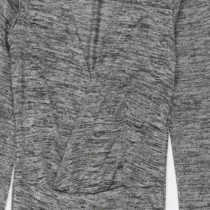 H&M Womens Grey  Polyester Bodycon  Size 8  V-Neck Pullover