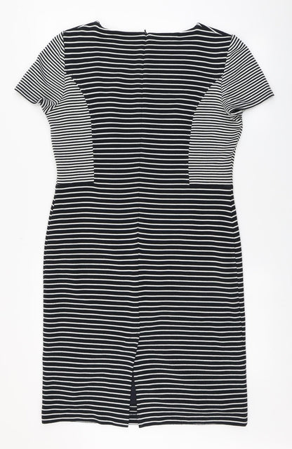 CC Womens Blue Striped Acrylic Bodycon  Size 14  Round Neck Zip - Back split