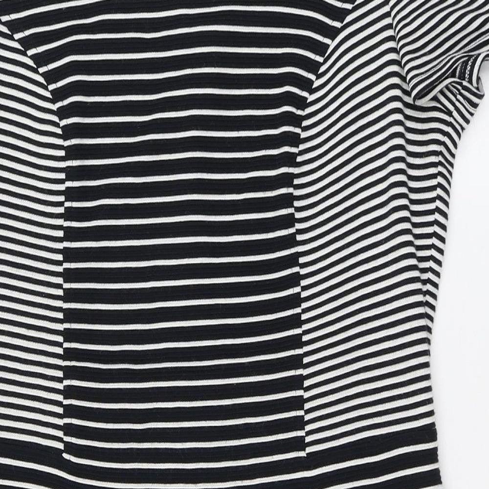 CC Womens Blue Striped Acrylic Bodycon  Size 14  Round Neck Zip - Back split