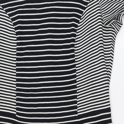 CC Womens Blue Striped Acrylic Bodycon  Size 14  Round Neck Zip - Back split