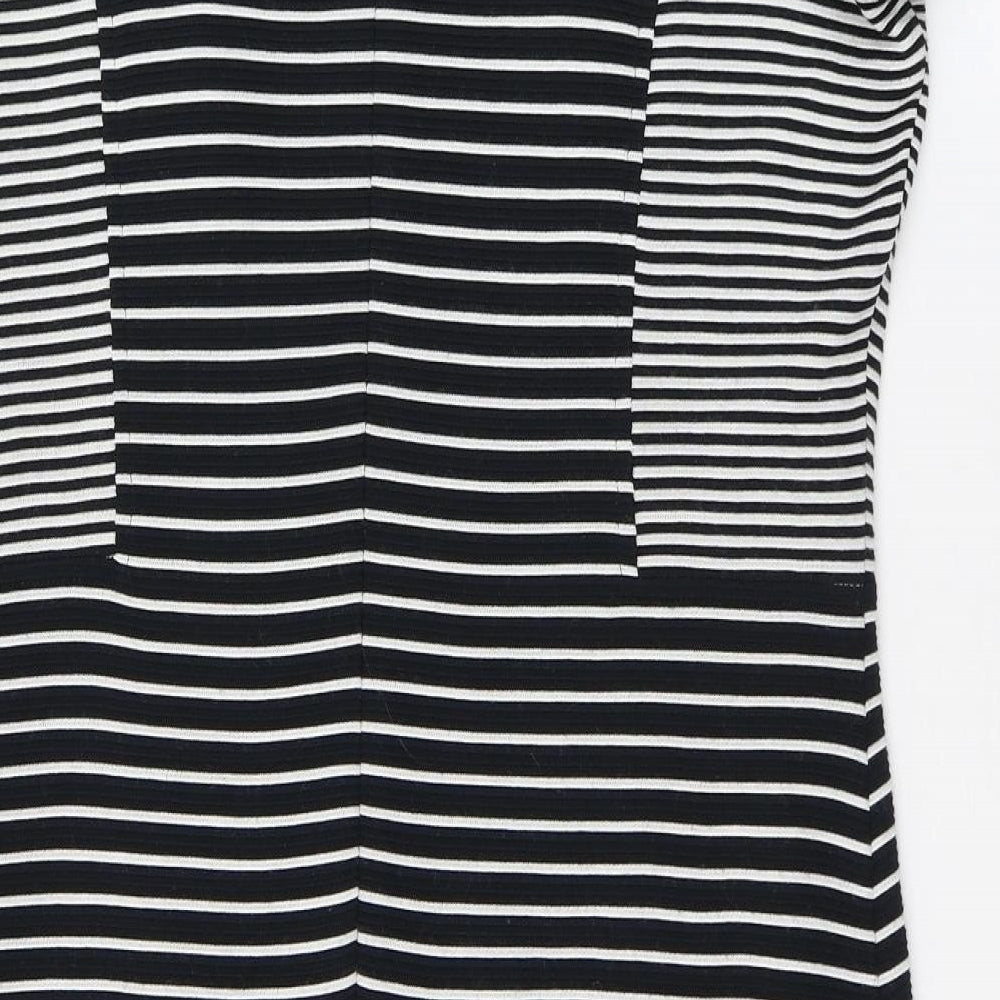 CC Womens Blue Striped Acrylic Bodycon  Size 14  Round Neck Zip - Back split