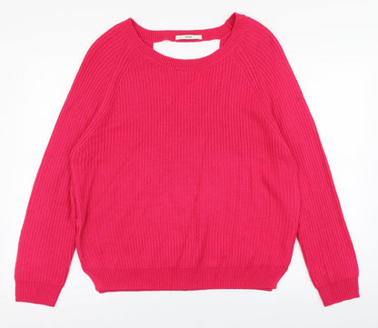 George Womens Pink Scoop Neck  Acrylic Pullover Jumper Size 12