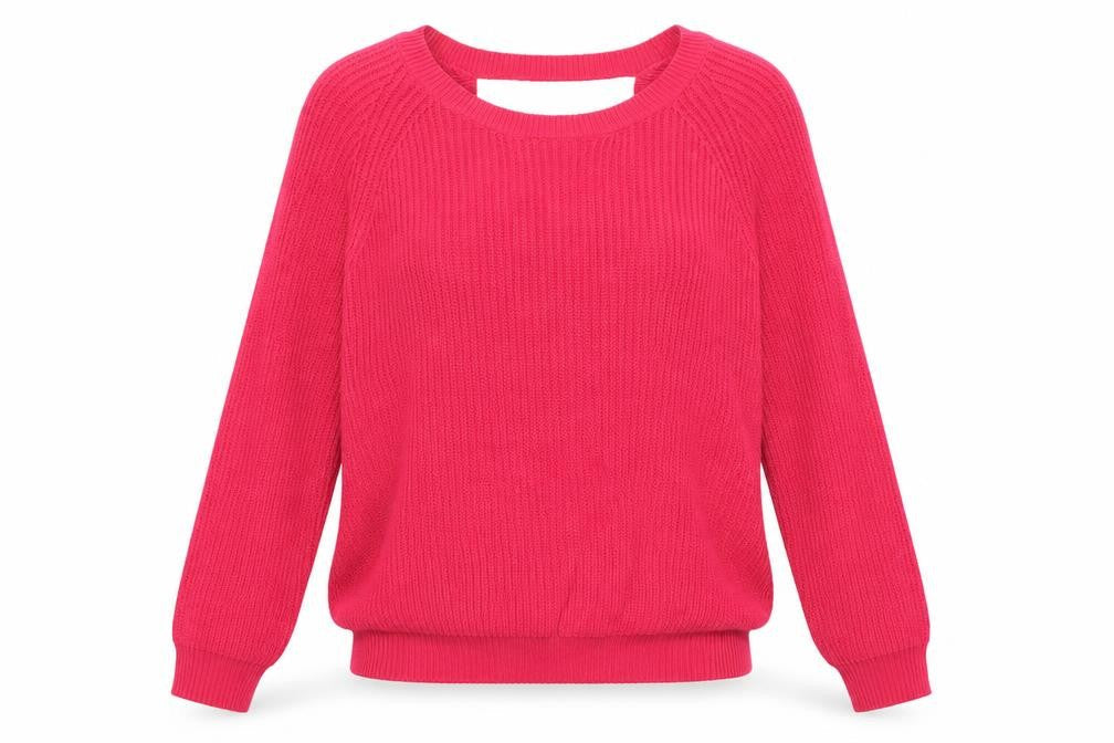 Front view of George women’s pink scoop neck acrylic jumper, size UK 12