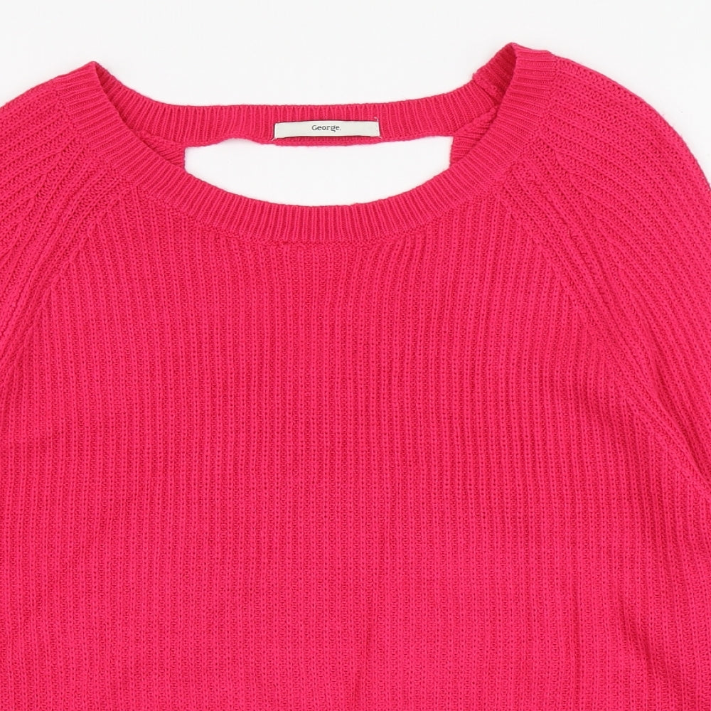 George Womens Pink Scoop Neck  Acrylic Pullover Jumper Size 12