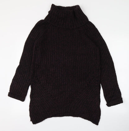 Papaya Womens Purple Roll Neck  Acrylic Pullover Jumper Size S