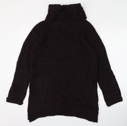 Papaya Womens Purple Roll Neck  Acrylic Pullover Jumper Size S