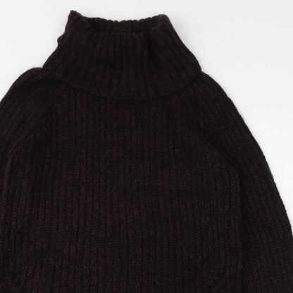 Papaya Womens Purple Roll Neck  Acrylic Pullover Jumper Size S