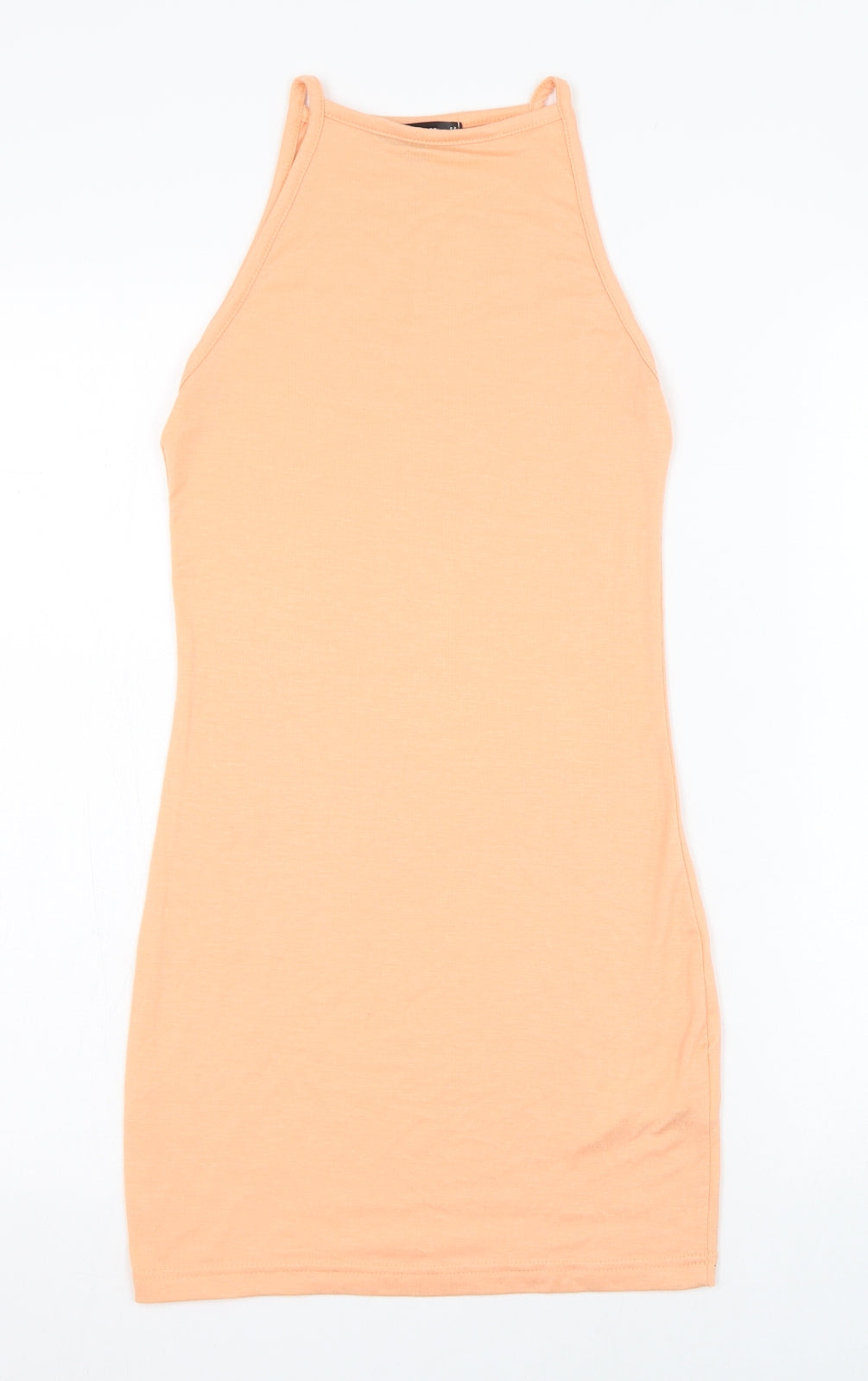 Missguided Womens Orange  Polyester Pencil Dress  Size 8  Square Neck Pullover