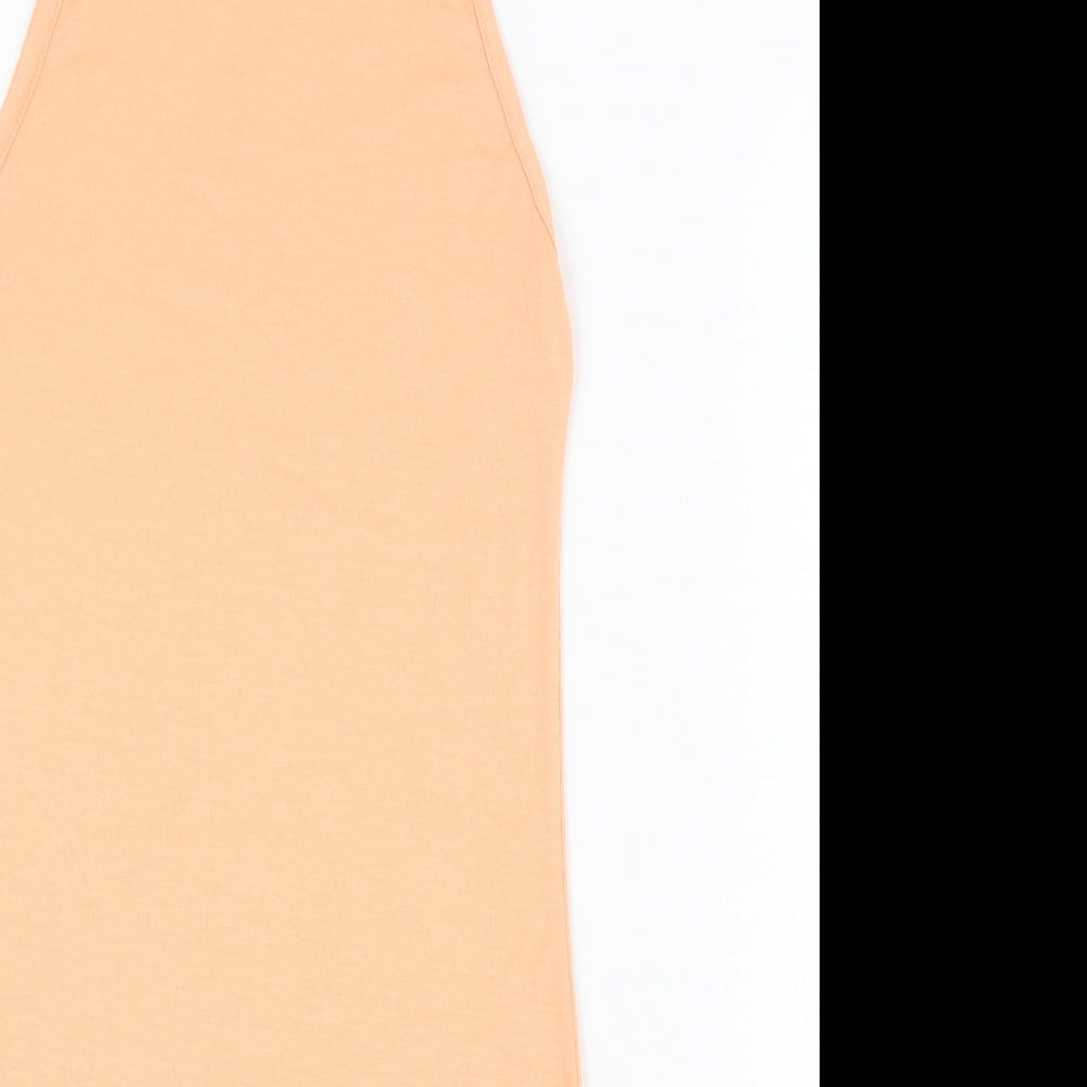 Missguided Womens Orange  Polyester Pencil Dress  Size 8  Square Neck Pullover