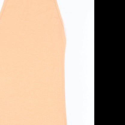 Missguided Womens Orange  Polyester Pencil Dress  Size 8  Square Neck Pullover