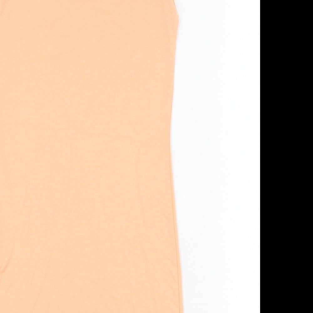 Missguided Womens Orange  Polyester Pencil Dress  Size 8  Square Neck Pullover