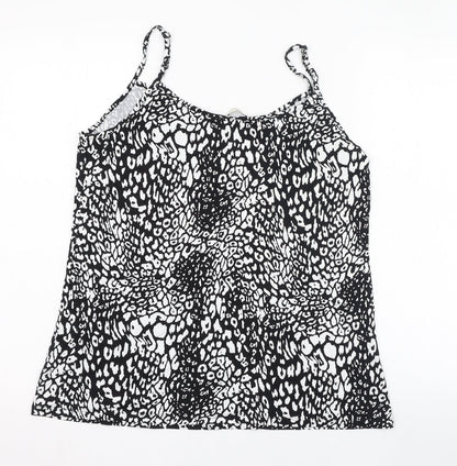 George Womens Black Animal Print Viscose Basic Tank Size 14 V-Neck