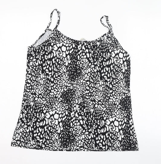 George Womens Black Animal Print Viscose Basic Tank Size 14 V-Neck