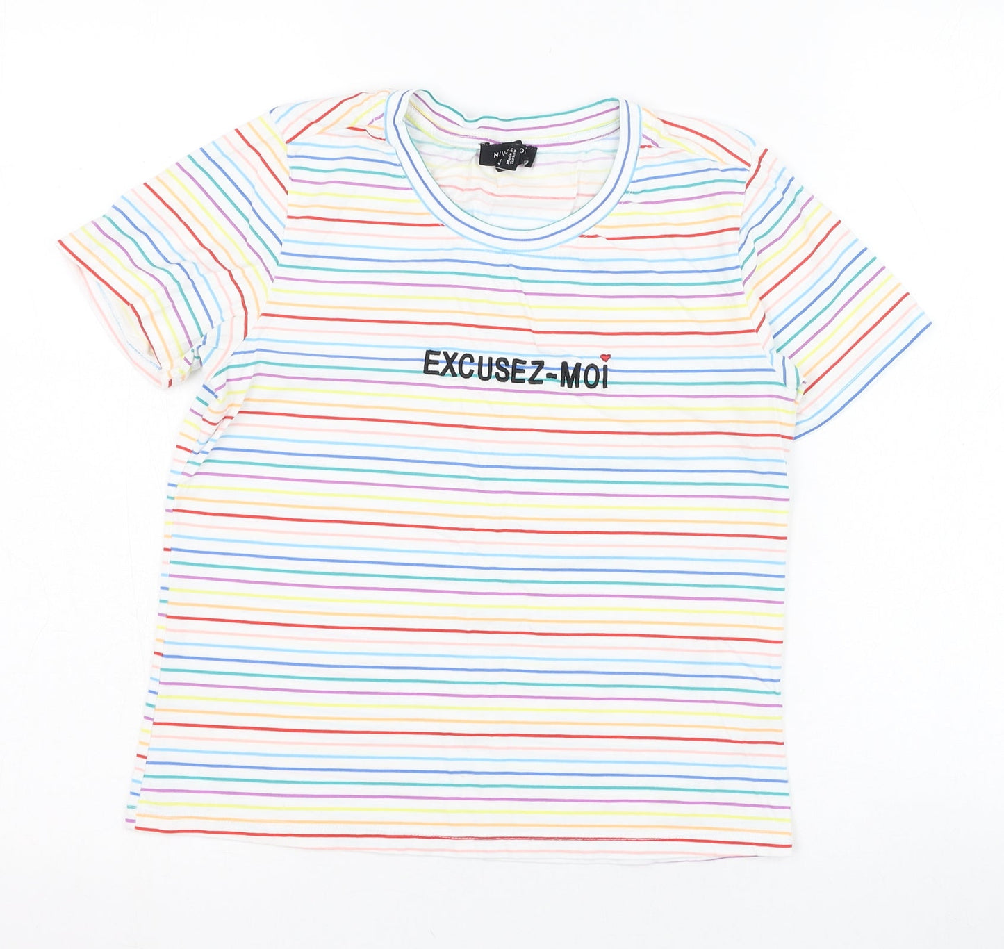 Womens UK Size 8 New Look White Basic T-Shirt
