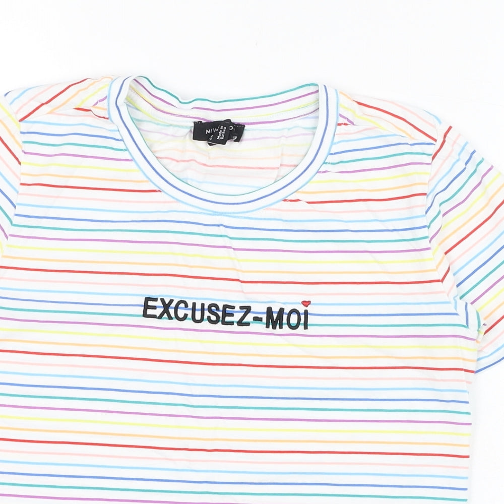 Womens UK Size 8 New Look White Basic T-Shirt