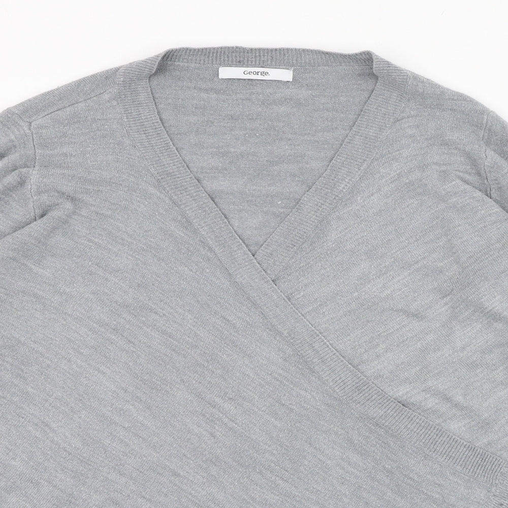 George Womens Grey Round Neck  Acrylic Cardigan Jumper Size 10