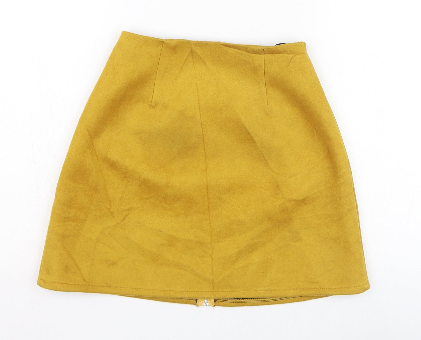 Missguided Womens Yellow  Polyester A-Line Skirt Size 4   Zip
